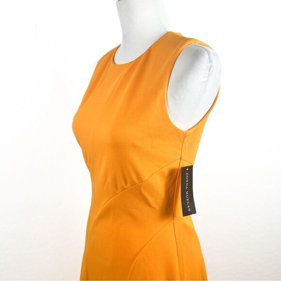Donna Morgan Hartley Fit Flare Short Dress Orange Crepe Sleeveless Size 2 NWT - Picture 11 of 16